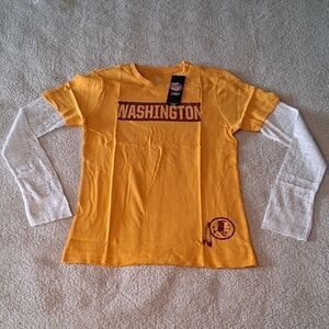 New NFL Washington Girls Gold Long Sleeve Tee Large